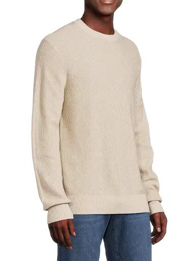 Vince Men's Geo Jacquard Long-Sleeve Crewneck Sweater - British Khaki Classic Cream | Thumbnail 4