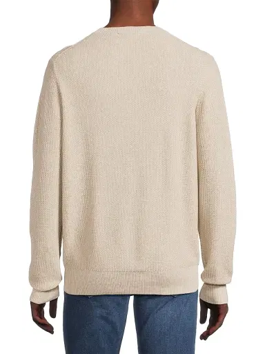 Vince Men's Geo Jacquard Long-Sleeve Crewneck Sweater - British Khaki Classic Cream | Thumbnail 5