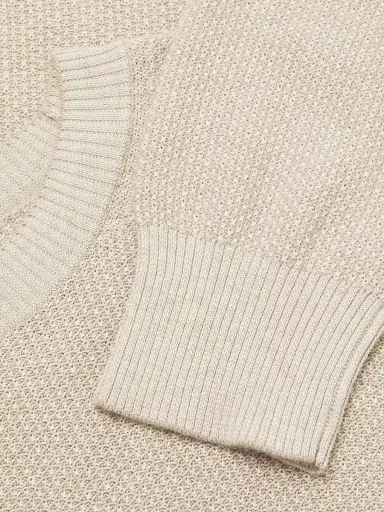 Vince Men's Geo Jacquard Long-Sleeve Crewneck Sweater - British Khaki Classic Cream | Thumbnail 6