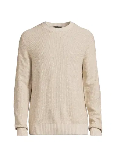 Vince Men's Geo Jacquard Long-Sleeve Crewneck Sweater - British Khaki Classic Cream | Thumbnail 1