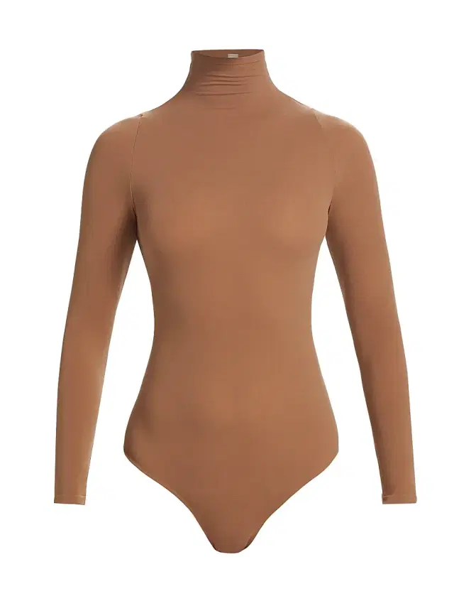 Commando Women's Ballet Mockneck Long-Sleeve Bodysuit - Cocoa