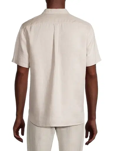 Vince Men's Linen Short-Sleeve Button-Front Shirt - Pumice Rock - Size XXL | Thumbnail 5 Vince Men's Linen Short-Sleeve Button-Front Shirt - Pumice Rock - Size XXL | Thumbnail 5