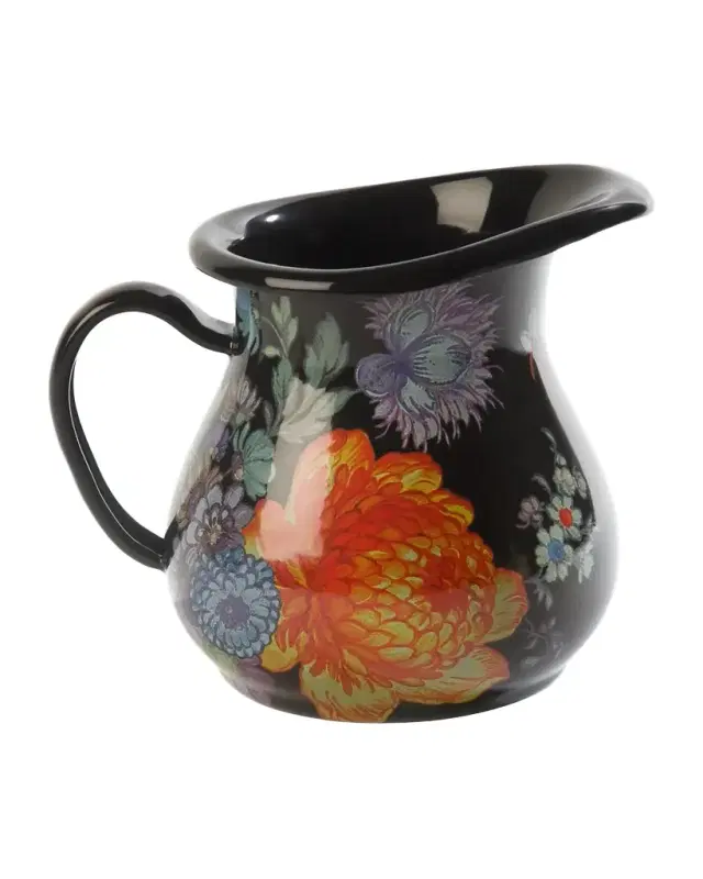 MacKenzie-Childs Flower Market Creamer, Black