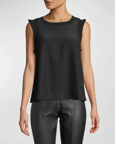 Cinq a Sept Tous Les Jours Lenore Crewneck Sleeveless Silk Top | Thumbnail 3