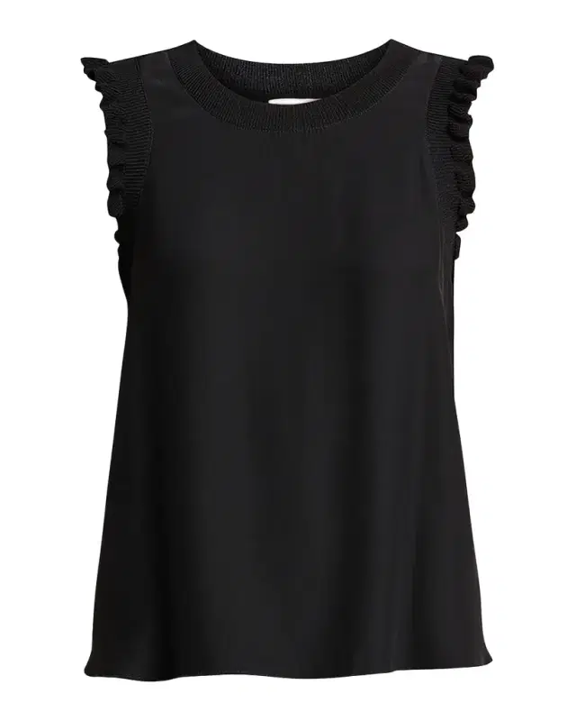 Cinq a Sept Tous Les Jours Lenore Crewneck Sleeveless Silk Top