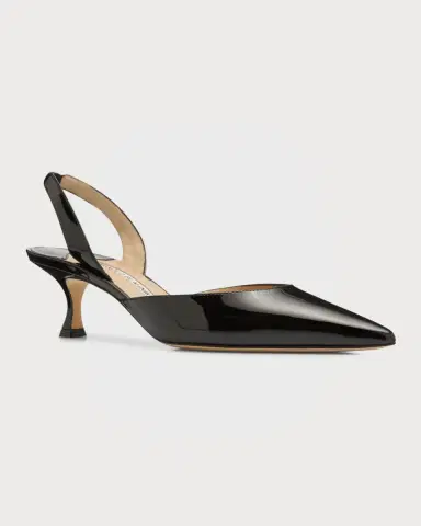 Manolo Blahnik Carolyne Low-Heel Patent Halter Pumps | Thumbnail 3