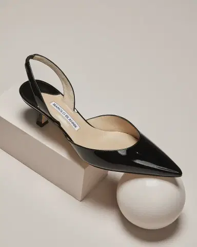 Manolo Blahnik Carolyne Low-Heel Patent Halter Pumps | Thumbnail 5