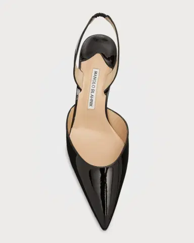 Manolo Blahnik Carolyne Low-Heel Patent Halter Pumps | Thumbnail 6