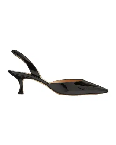 Manolo Blahnik Carolyne Low-Heel Patent Halter Pumps | Thumbnail 1