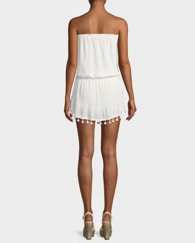 Ramy Brook Marcie Strapless Coverup Dress with Pompoms | Thumbnail 2