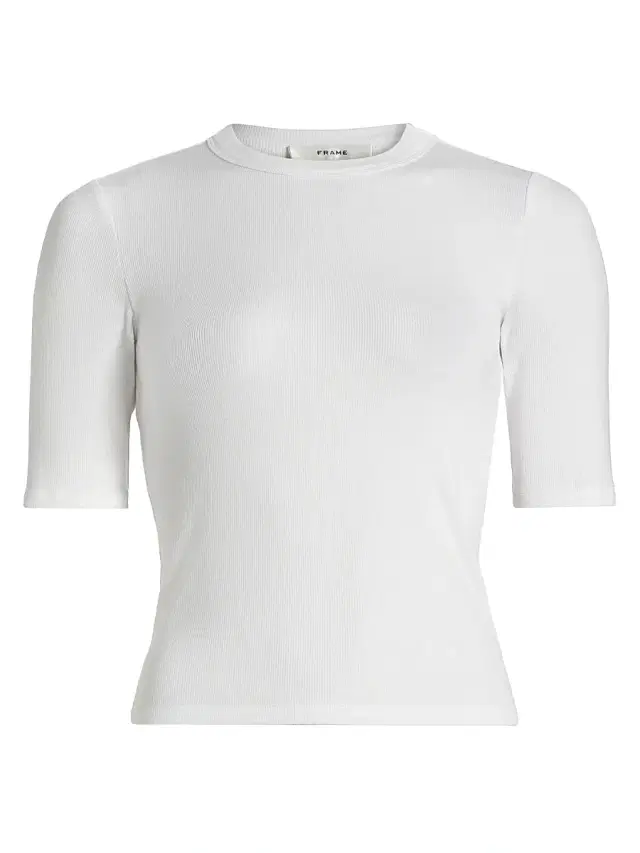 FRAME Women's Rib Crewneck T-Shirt - White