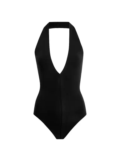 Commando Women's Ballet Deep Plunge Halterneck Bodysuit - Black | Thumbnail 1
