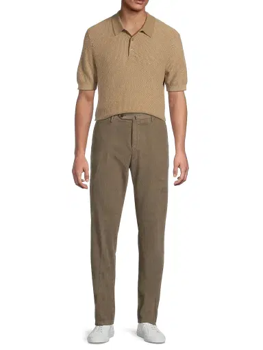 Vince Men's Textured Wool-Cotton-Blend Jacquard Polo Shirt - Teton River Sand - Size XXL | Thumbnail 2