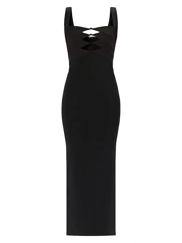 Women's The Alessia Stretch-Crepe Cut-Out Gown - Black