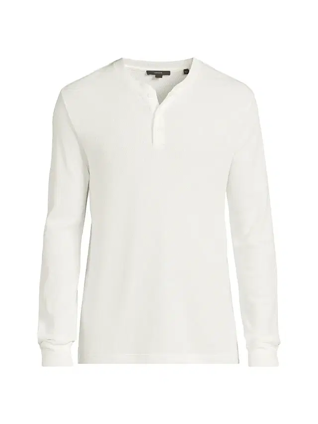 Vince Men's Jacquard Ribbed Henley - Off White