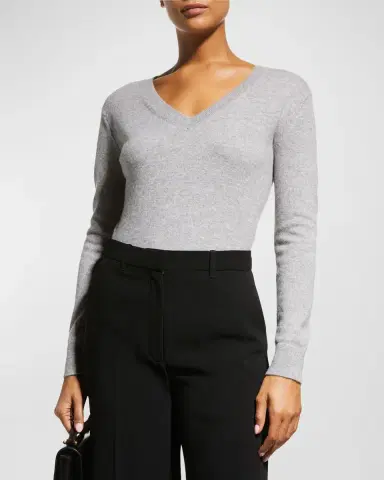 Vince Weekend V-Neck Cashmere Pullover Sweater | Thumbnail 4