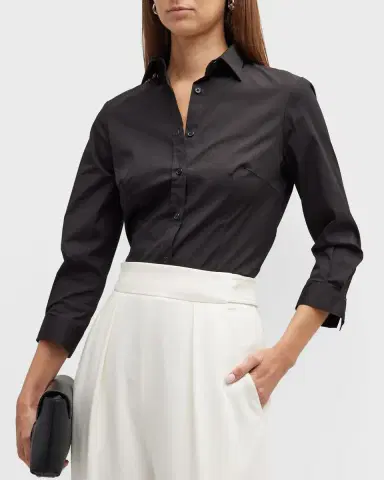Carolina Herrera Classic Cotton Button-Front Shirt | Thumbnail 4 Carolina Herrera Classic Cotton Button-Front Shirt | Thumbnail 4