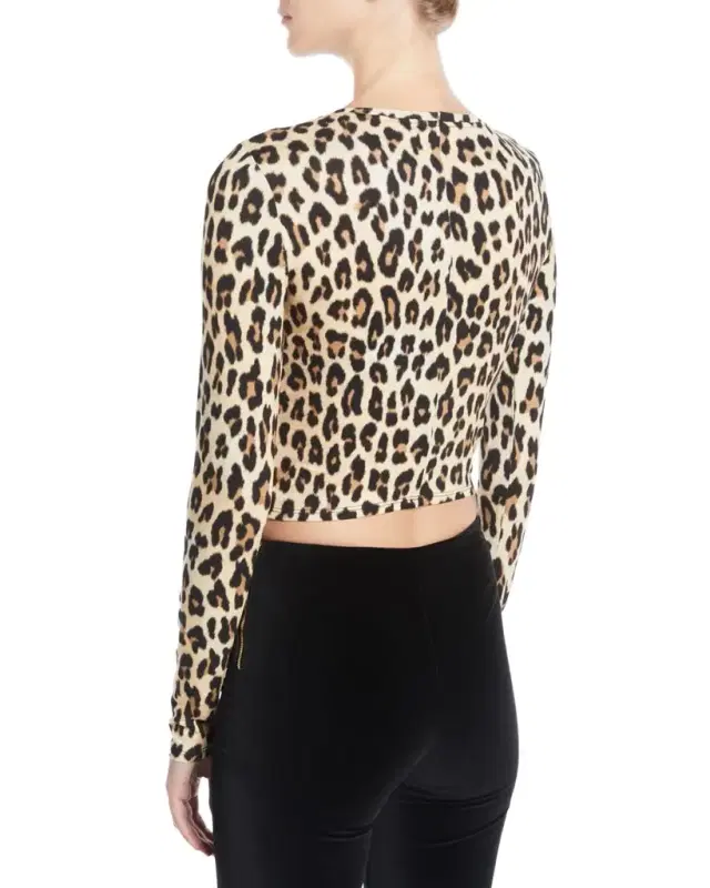 ALICE + OLIVIA Delaina Long-Sleeve Crewneck Crop Top