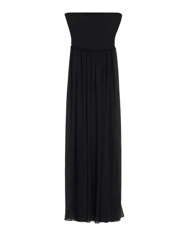 Calista Smocked Strapless Side-Split Coverup Dress
