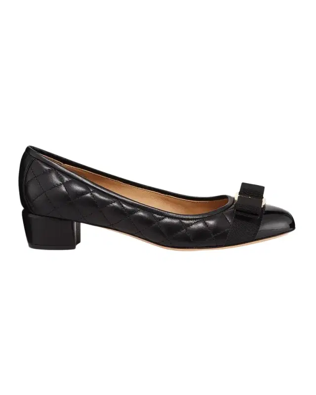 Ferragamo Vara Quilted Bow Ballet Pumps