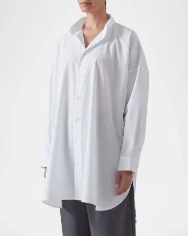 Eskandar Slim A-Line Two Collar Shirt With Step Insert (Long Length) | Thumbnail 2 Eskandar Slim A-Line Two Collar Shirt With Step Insert (Long Length) | Thumbnail 2