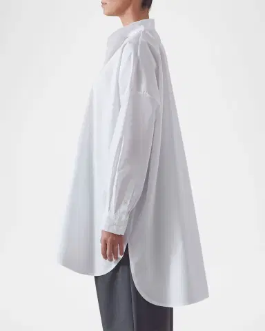 Eskandar Slim A-Line Two Collar Shirt With Step Insert (Long Length) | Thumbnail 4 Eskandar Slim A-Line Two Collar Shirt With Step Insert (Long Length) | Thumbnail 4