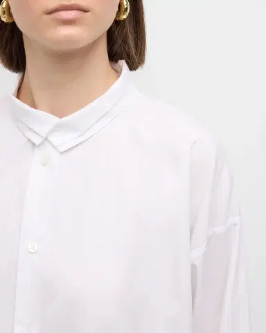 Eskandar Slim A-Line Two Collar Shirt With Step Insert (Long Length) | Thumbnail 5 Eskandar Slim A-Line Two Collar Shirt With Step Insert (Long Length) | Thumbnail 5