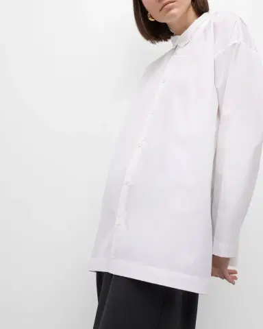 Eskandar Slim A-Line Two Collar Shirt With Step Insert (Long Length) | Thumbnail 7 Eskandar Slim A-Line Two Collar Shirt With Step Insert (Long Length) | Thumbnail 7