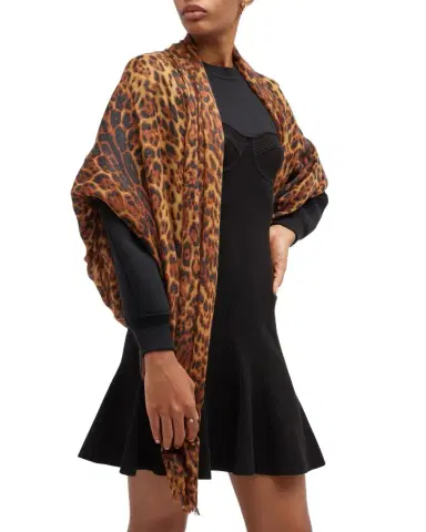 Sofia Cashmere Lightweight Cashmere Leopard-Print Scarf | Thumbnail 1