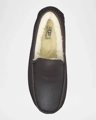 UGG Men's Ascot Water-Resistant Leather Slippers | Thumbnail 3