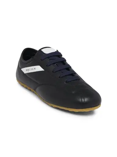 Alexander McQueen Men's Boxe Leather Low-Top Sneakers - Black White - Size 8 | Thumbnail 2 Alexander McQueen Men's Boxe Leather Low-Top Sneakers - Black White - Size 8 | Thumbnail 2