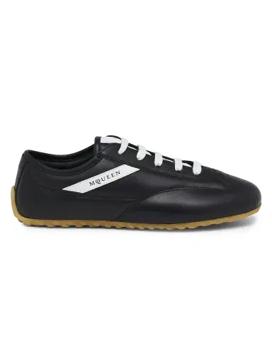 Alexander McQueen Men's Boxe Leather Low-Top Sneakers - Black White - Size 8 | Thumbnail 1 Alexander McQueen Men's Boxe Leather Low-Top Sneakers - Black White - Size 8 | Thumbnail 1