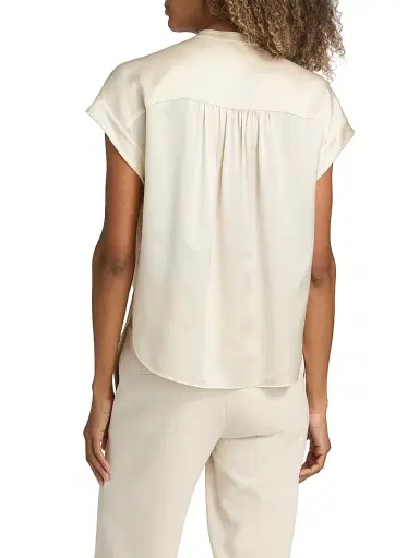 Vince Women's Silk Gathered Neck Cap-Sleeve Blouse | Thumbnail 5