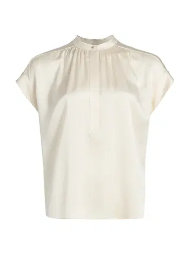 Vince Women's Silk Gathered Neck Cap-Sleeve Blouse | Thumbnail 1