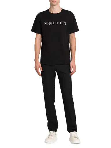 Alexander McQueen Men's Logo Cotton Crewneck T-Shirt - Black White - Size XXL | Thumbnail 2 Alexander McQueen Men's Logo Cotton Crewneck T-Shirt - Black White - Size XXL | Thumbnail 2