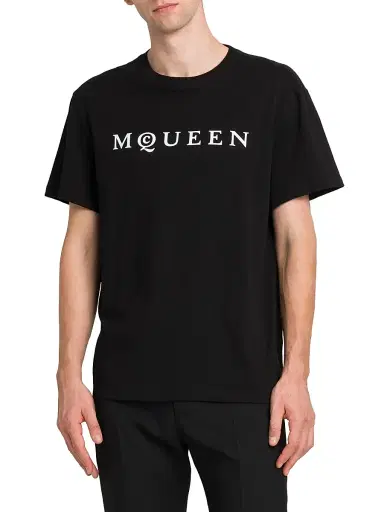 Alexander McQueen Men's Logo Cotton Crewneck T-Shirt - Black White - Size XXL | Thumbnail 3 Alexander McQueen Men's Logo Cotton Crewneck T-Shirt - Black White - Size XXL | Thumbnail 3