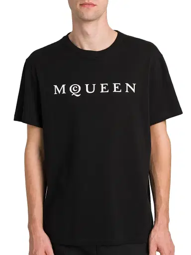 Alexander McQueen Men's Logo Cotton Crewneck T-Shirt - Black White - Size XXL | Thumbnail 6 Alexander McQueen Men's Logo Cotton Crewneck T-Shirt - Black White - Size XXL | Thumbnail 6