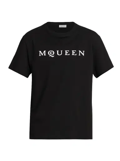 Alexander McQueen Men's Logo Cotton Crewneck T-Shirt - Black White - Size XXL | Thumbnail 1 Alexander McQueen Men's Logo Cotton Crewneck T-Shirt - Black White - Size XXL | Thumbnail 1