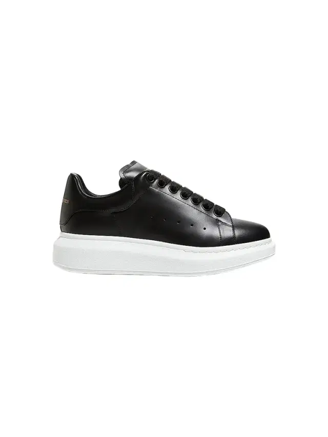 McQueen Women's Oversized Embossed Logo Leather Sneakers - Black