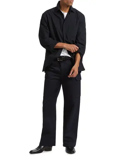 Nili Lotan Men's Caiden Cotton Poplin Button-Front Shirt - Midnight - Size XL | Thumbnail 2