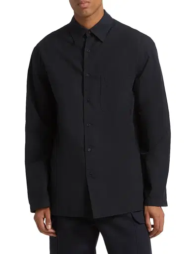 Nili Lotan Men's Caiden Cotton Poplin Button-Front Shirt - Midnight - Size XL | Thumbnail 3