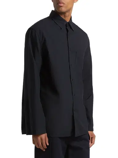 Nili Lotan Men's Caiden Cotton Poplin Button-Front Shirt - Midnight - Size XL | Thumbnail 4