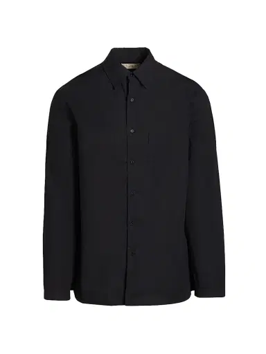Nili Lotan Men's Caiden Cotton Poplin Button-Front Shirt - Midnight - Size XL | Thumbnail 1