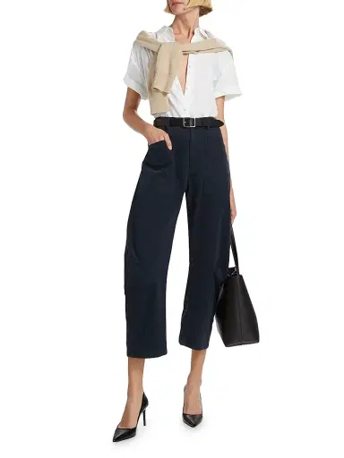 Nili Lotan Women's Shon Cotton Twill Pants - Midnight | Thumbnail 2