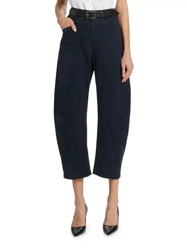 Nili Lotan Women's Shon Cotton Twill Pants - Midnight | Thumbnail 3