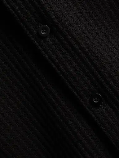 Vince Men's Pointelle Cotton-Blend Short-Sleeve Shirt - Black - Size XXL | Thumbnail 7