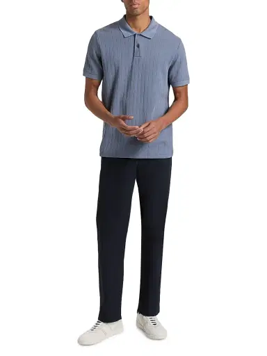 Vince Men's Drop-Needle Striped Pima Cotton Polo Shirt - Hawk Blue - Size XXL | Thumbnail 2