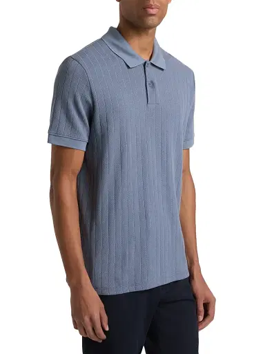 Vince Men's Drop-Needle Striped Pima Cotton Polo Shirt - Hawk Blue - Size XXL | Thumbnail 4