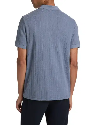 Vince Men's Drop-Needle Striped Pima Cotton Polo Shirt - Hawk Blue - Size XXL | Thumbnail 5