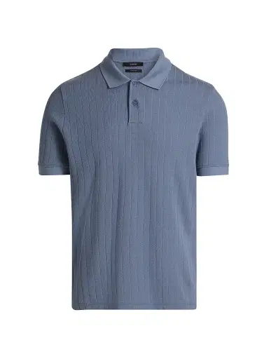 Vince Men's Drop-Needle Striped Pima Cotton Polo Shirt - Hawk Blue - Size XXL | Thumbnail 1